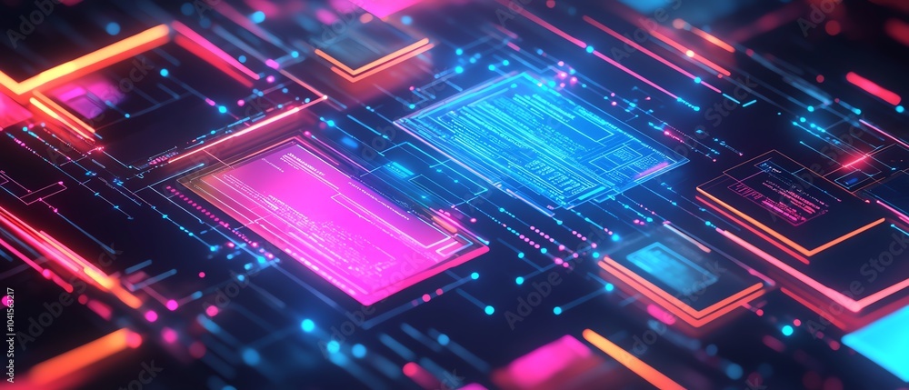 Poster Concept of digital document management system with virtual files, 3D rendering, contemporary design, organized and efficient layout, hightech interface