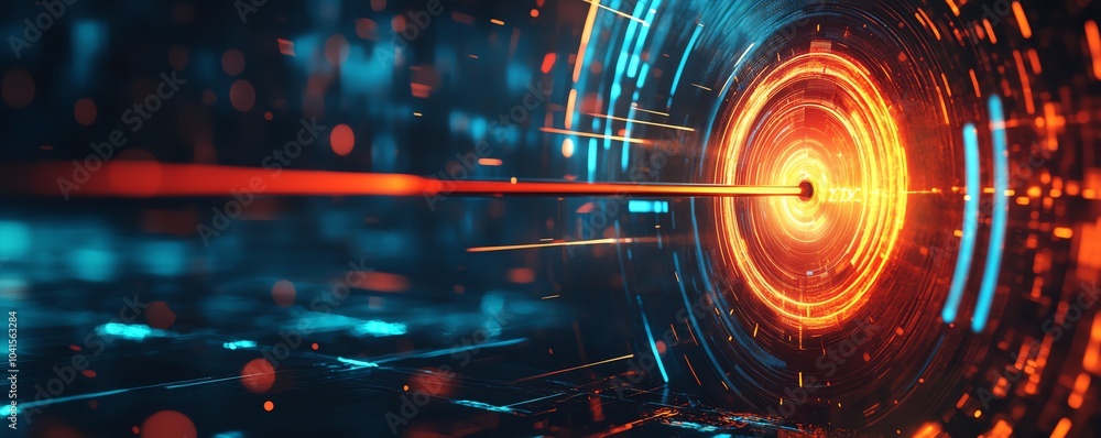 Poster Conceptual design for 2025 target featuring arrows and symbols representing business goals, 3D rendering, modern aesthetics, vibrant colors, dynamic composition
