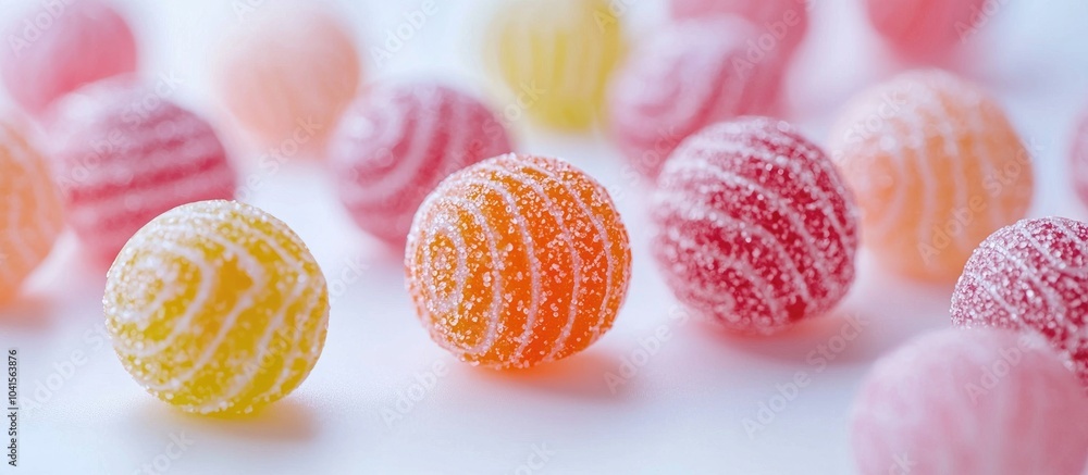 Poster close up perspective abstract layout bonbon candy at white for background backdrop wallpaper etc