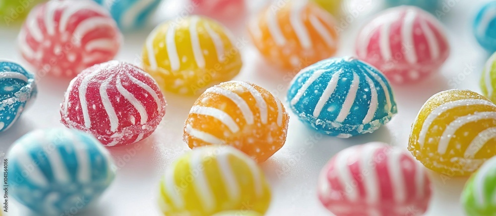 Poster close up perspective abstract layout bonbon candy at white for background backdrop wallpaper etc