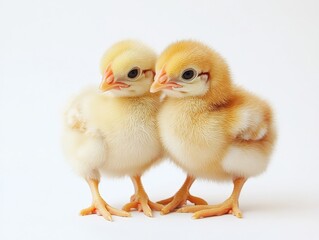 Obraz premium Broiler Chickens: Two Young Chickens Isolated on White Background