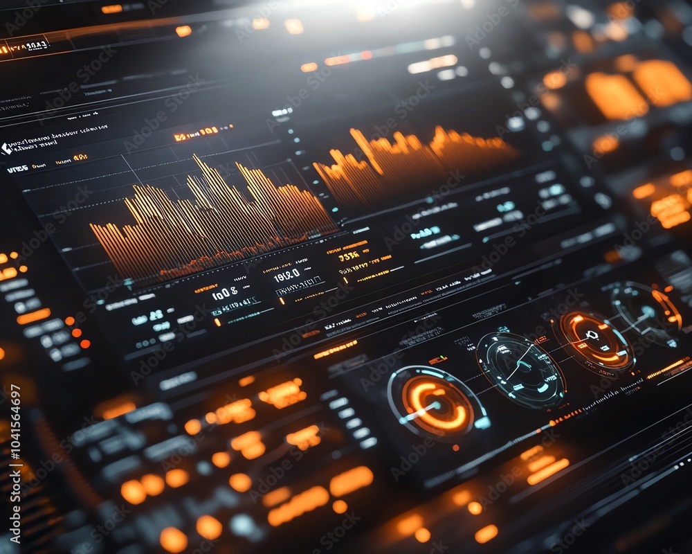 Leinwandbilder digital financial analysis interface showcasing interactive charts and graphs, 3d rendering, modern 