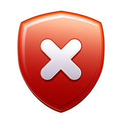cross mark symbol on red shield vector
