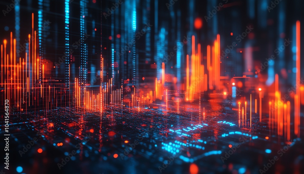 Aufkleber Digital interface for financial analysis displaying detailed charts and graphs, 3D rendering, clean and modern design, professional visuals