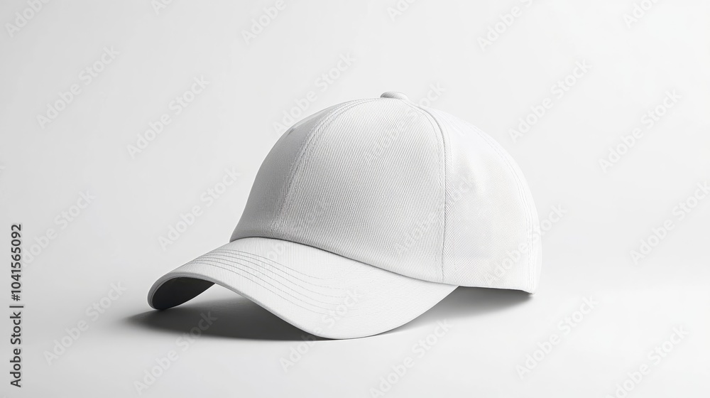 Poster White baseball cap mockup displayed on a plain white background for versatile design presentation