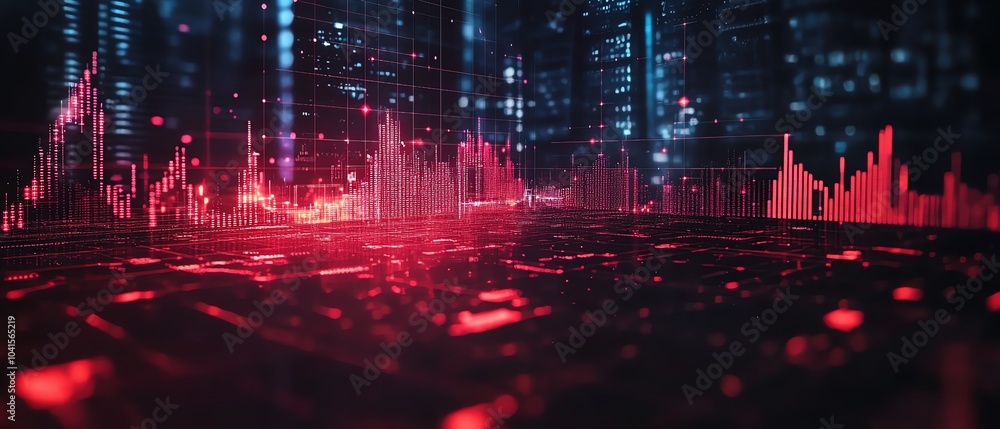 Leinwandbilder Interactive digital financial analysis system featuring diverse charts and graphs, 3D rendering, contemporary aesthetics, sleek and efficient layout