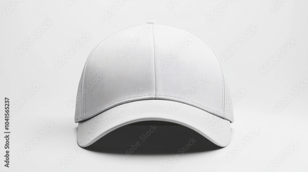 Poster white baseball cap mockup displayed on a plain white background for versatile design presentation