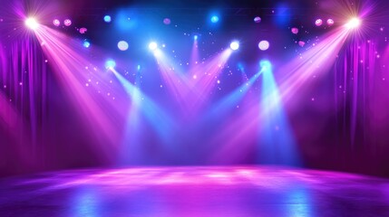 Concert stage with bright spotlight effects