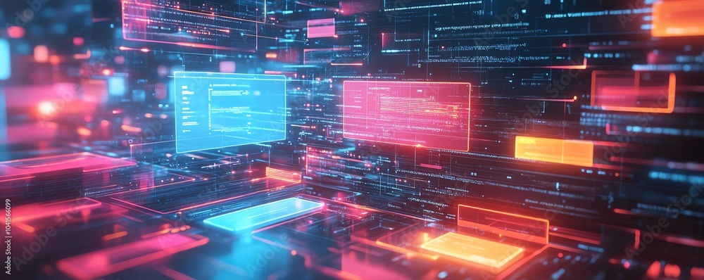 Aufkleber virtual files in a digital document management system concept, 3d rendering, modern aesthetics, orga