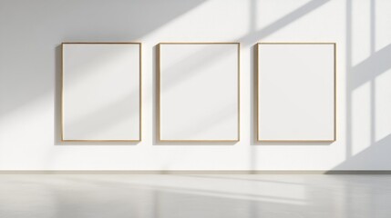Three blank mock up information boards in a white space ideal for showcasing text or images