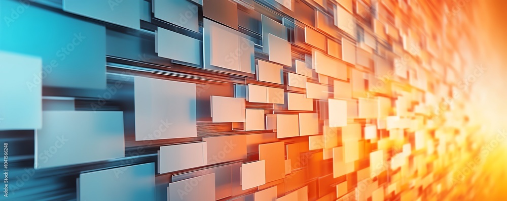 Poster Virtual files represented in a digital document management system, 3D rendering, sleek and modern aesthetics, efficient organizational design