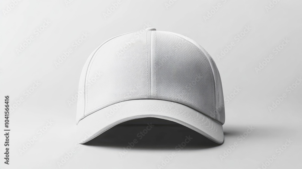 Poster white baseball cap mockup displayed on a plain white background for versatile design presentation