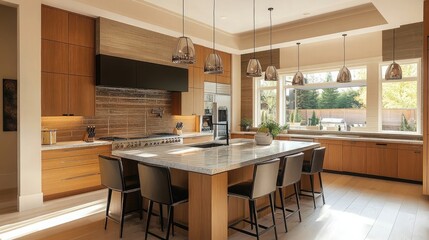 Modern kitchen interior design combining sketch and photo elements