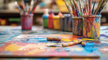 Close up of a children s arts and crafts project displayed on a table