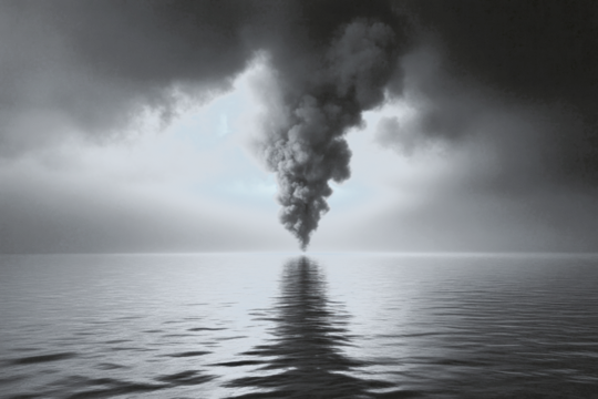 PNG Dark smoke over calm water