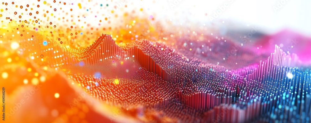 Poster 3d rendering of an abstract data analytics concept on a light backdrop, modern design, sleek and vib