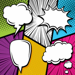 comic background with colorful speech bubble set
