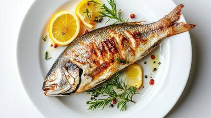 Fresh St Peter s fish served on a white plate