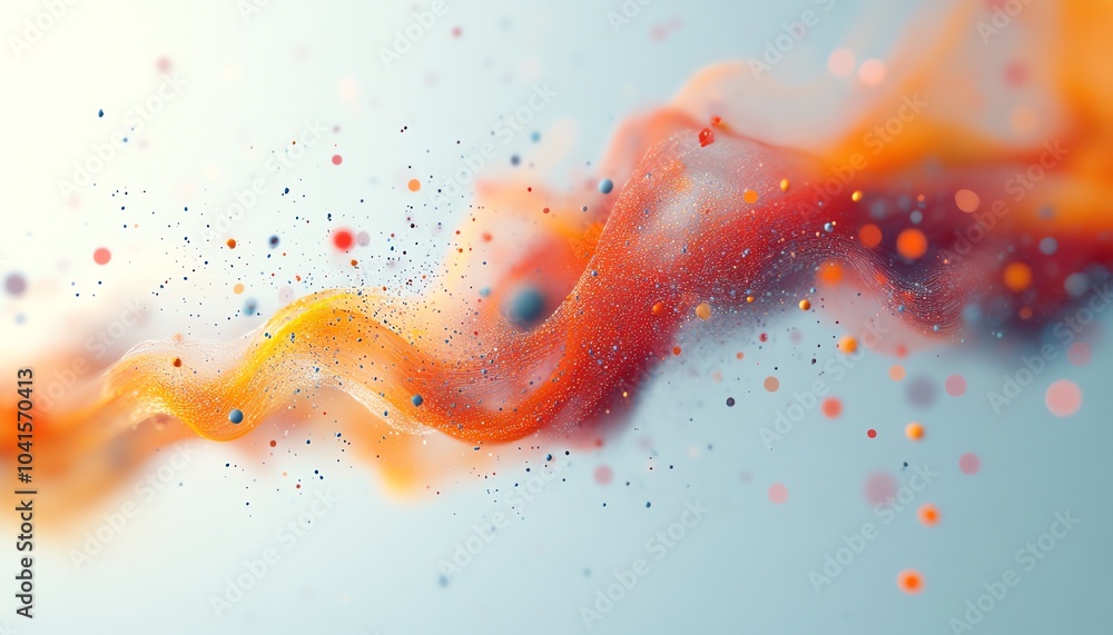 Poster Dynamic abstract visualization of data analytics on a light background, 3D rendering, contemporary visuals, vibrant color palette, engaging graphics