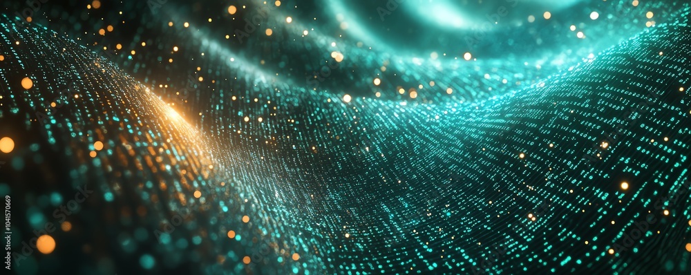 Poster green digital code background featuring prominent ai text, 3d rendering, futuristic and sleek design