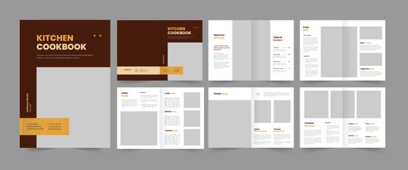 kitchen cookbook design, recipe book layout design, food magazine Template, cookbook design 