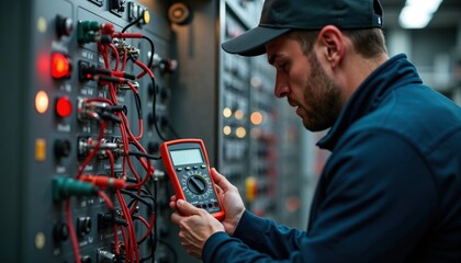 A man is currently using a multimeter to thoroughly test a circuit board