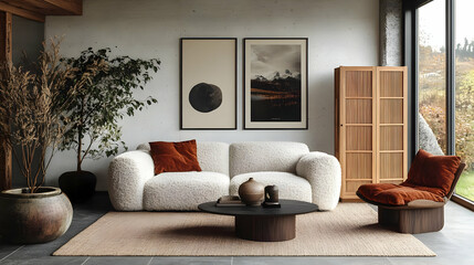 Modern Living Room Decor with Minimalist Style and Warm Tones