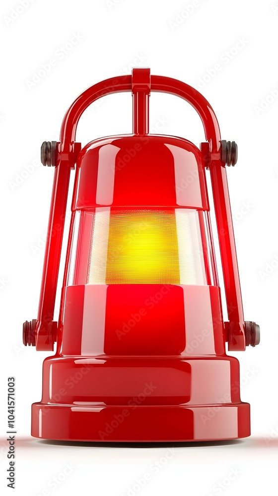 Poster bright red emergency alarm icon with flashing light symbolizing alerts and warnings on white backgro