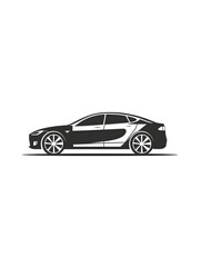 Obraz premium Minimalist Car Icon with Clean Lines and Edges Representing Transportation and Mobility on White Background