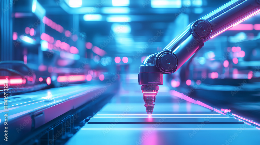 Aufkleber high tech robotic arm in smart factory automation
