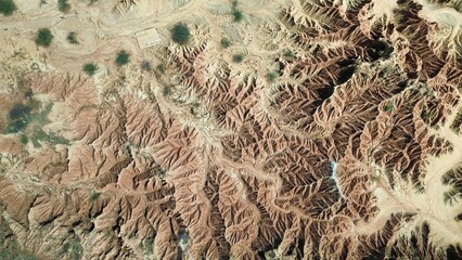Aerial photo of Tatacoa Desert or Valley of Sorrows, the second largest arid zone in Colombia