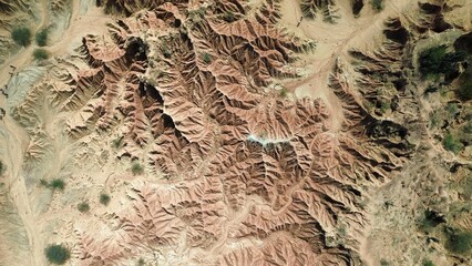 Aerial photo of Tatacoa Desert or Valley of Sorrows, the second largest arid zone in Colombia