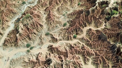 Aerial photo of Tatacoa Desert or Valley of Sorrows, the second largest arid zone in Colombia