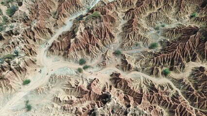 Aerial photo of Tatacoa Desert or Valley of Sorrows, the second largest arid zone in Colombia