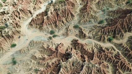 Aerial photo of Tatacoa Desert or Valley of Sorrows, the second largest arid zone in Colombia