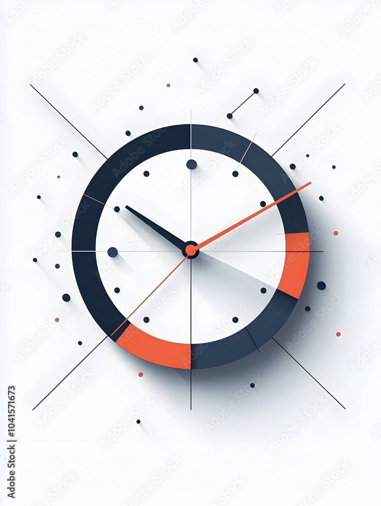 Poster clean geometric clock icon symbolizing punctuality and time management