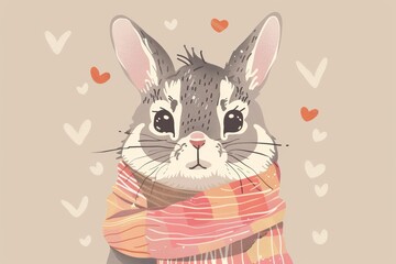 Cute bunny illustration with heart motif
