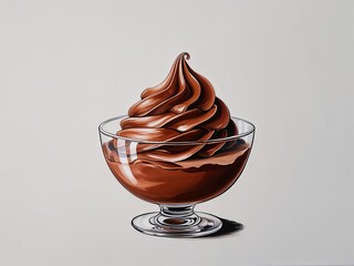 Chocolate mousse hand drawn painted painting illustration on plain white background