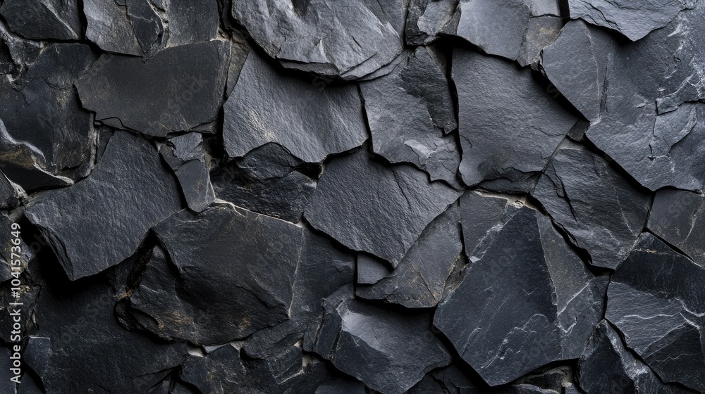 Poster dark gray anthracite stone texture on a wall or terrace slab resembling slate or concrete suitable f