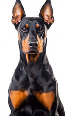 Obraz premium Doberman sitting, isolated on white background