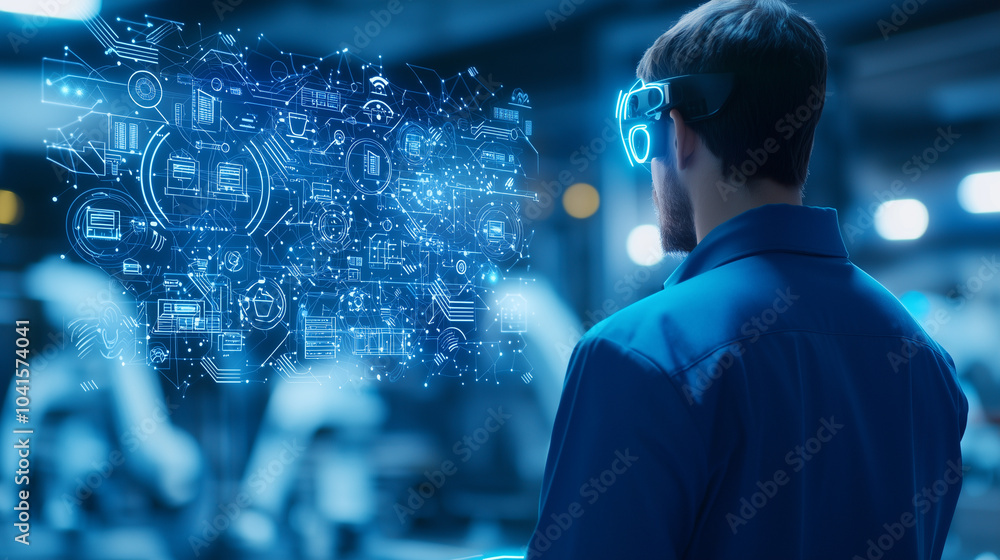 Poster smart logistics with robotics and augmented reality monitoring