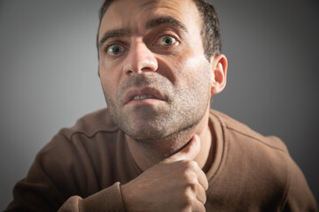 Fototapeta premium Man wants to cut off your neck.