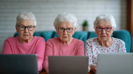Office meeting with seniors using laptops and tablets, showcasing tech-savvy Baby Boomers Baby Boomer workforce technology, innovation