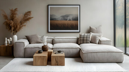 Modern Living Room Design with Neutral Colors and Natural Elements