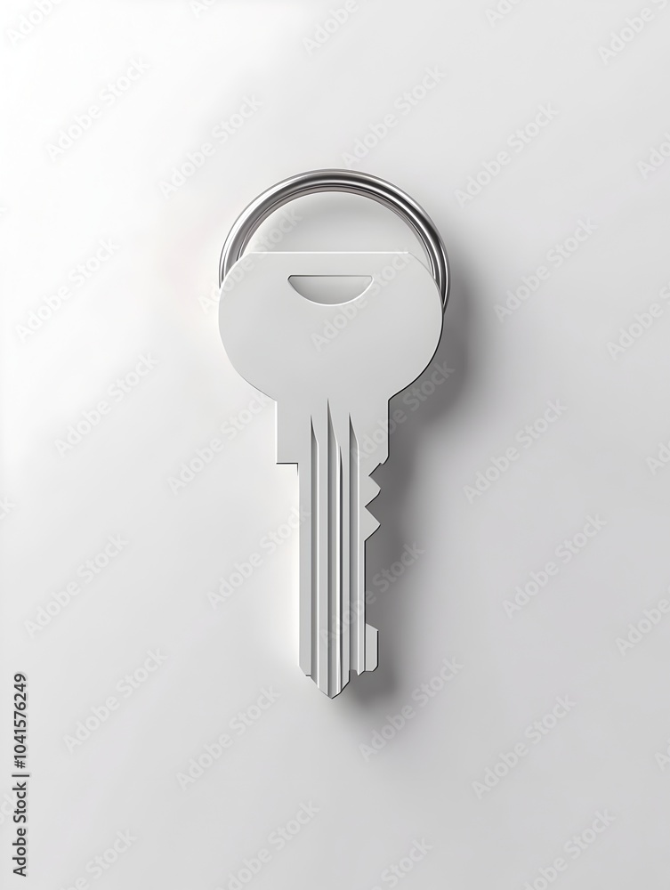 Poster minimalist key icon representing security and access on white background