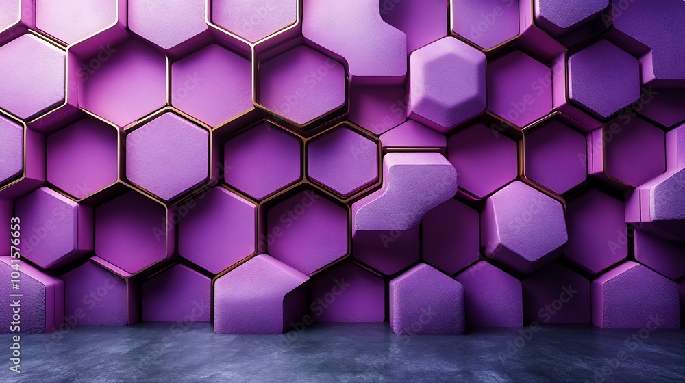 Poster futuristic purple tech wall with seamless honeycomb patterns and smooth surfaces adding a touch of m