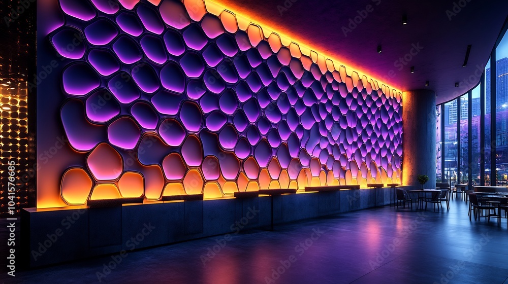 Aufkleber futuristic purple tech wall with seamless honeycomb patterns and smooth surfaces adding a touch of m