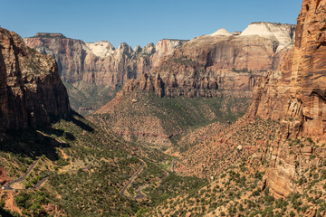 Fantastic views and superb scenery in The Zion Canyon Overlook, Zion National Park, Utah.