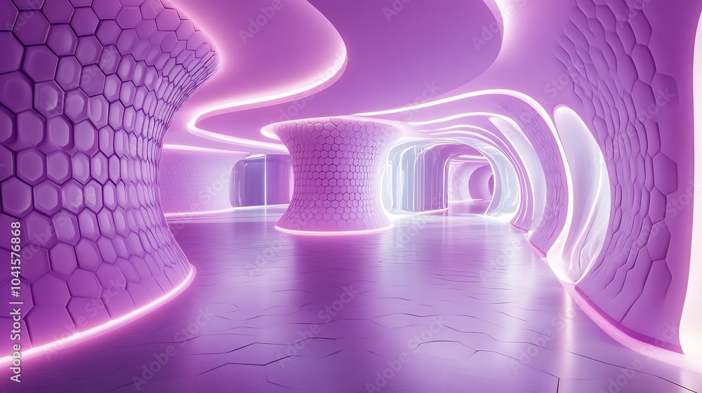 Poster futuristic purple tech wall with seamless honeycomb patterns and smooth surfaces adding a touch of m