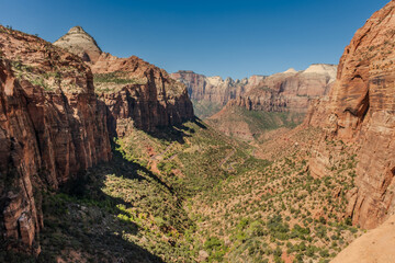 Fantastic views and superb scenery in The Zion Canyon Overlook, Zion National Park, Utah.